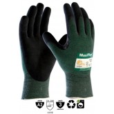 MaxiFlex Seamless Knit Reinforced Thumb Crotch, Black Micro-Foam Nitrile Coated Grip Gloves - Green & Black, Extra Small